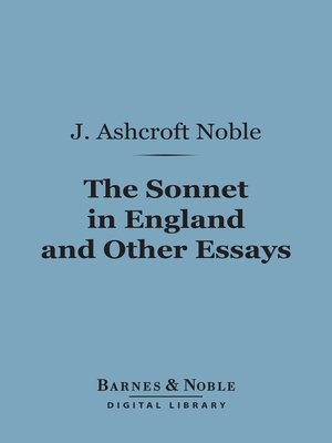 cover image of The Sonnet in England and Other Essays